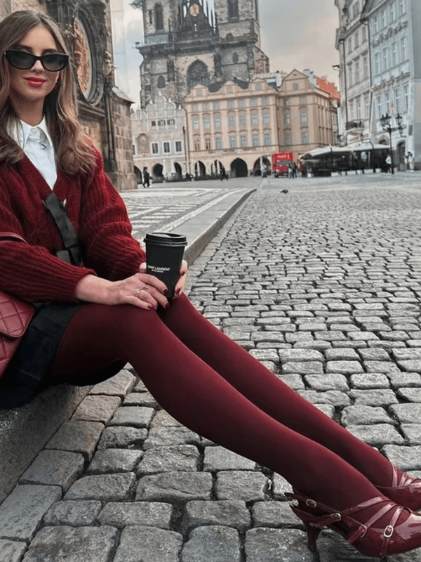 Women’s woman womens wine red burgundy Semi-transparent sheer Tights Winter See Through Slim Lingerie Pantyhose Lingerie Lace Leggings Bodys Sexy Socks Ladies in burgundy wine-red color