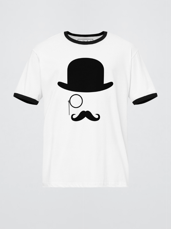 Genflex gender neutral unisex Men’s man mens Women's woman womens petite-, tall-, plus-, size Casual miteigi Monocle Graphic crewneck short sleeves regular length cotton round o-neck fashion tops Vacation getaway T-shirts in white with black trim