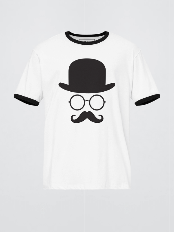 Genflex gender neutral unisex Men’s man mens Women's woman womens petite-, tall-, plus-, size Casual Glasses graphic crewneck short sleeves regular length cotton round o-neck print fashion tops Vacation getaway T-shirts in White, with Black trim