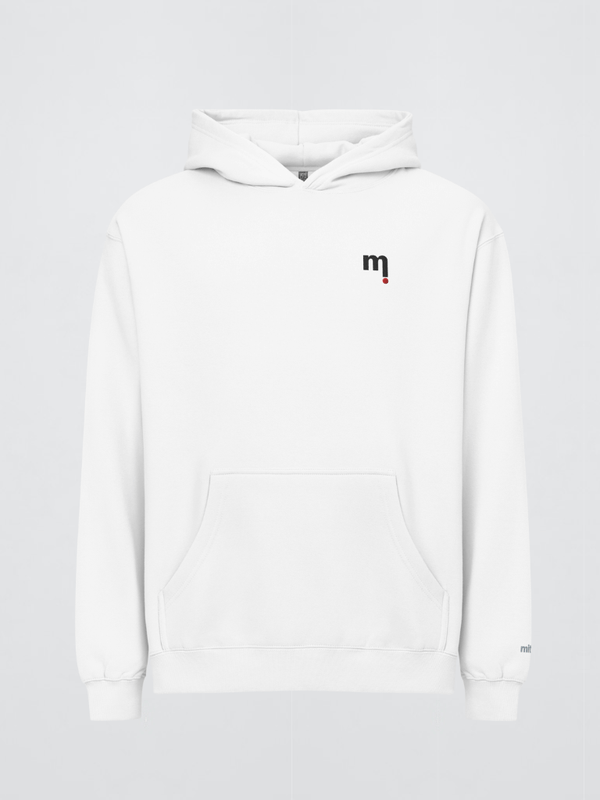 Genflex gender neutral unisex Men’s man mens Women's woman womens petite-, tall-, plus-, size Casual loose fit long sleeves with band cuffs hooded close kanga pouch pocket pullover Sweatshirts in white