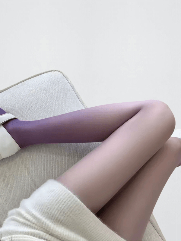 Women’s woman womens Sexy Gradient Contrast Color Skinny standard thickness Breathable Candy Color Lolita Cosplay Long Stockings Dark Purple, Pantyhose Tights Lingerie