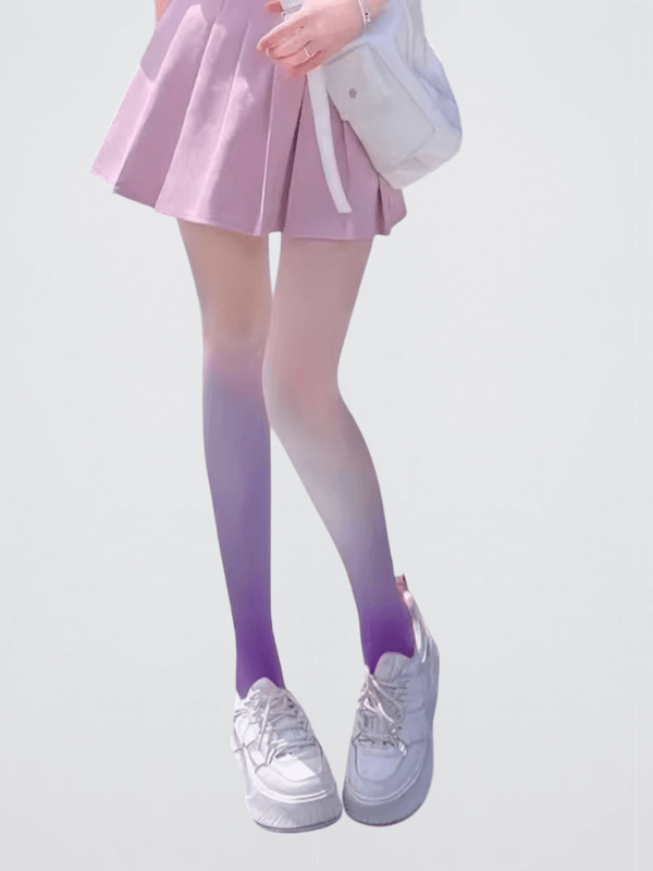 Women’s woman womens Sexy Gradient Contrast Color Skinny standard thicknes Breathable Candy Color Lolita Cosplay Long Stockings light purple, Pantyhose Tights Lingerie