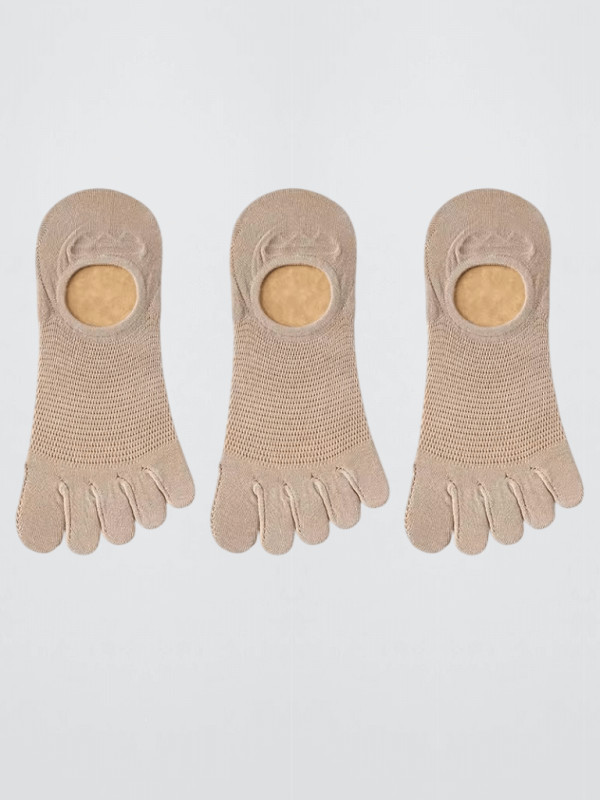 3 Pairs Men's man mens Women’s woman womens Genflex gender neutral genderful unisex anywear Fashion Casual Finger Soft Breathable High Quality Mesh Casual Sox Sweat-absorbing non-slip Boat Socks 3-Pairs in coffee beige