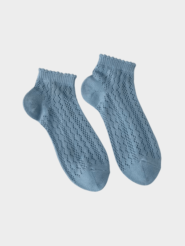 Women’s woman womens Hollow Mesh Summer Style Cotton Breathable Deodorant Shallow Mouth Short Tube Summer Thin Cute Lace Ankle Crew Socks in Blue