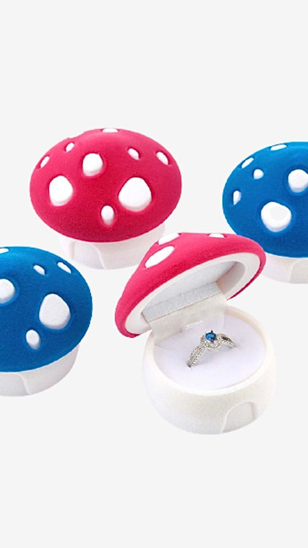 Mushroom Ring Holder Box lovely red blue mushroom Gift Holder Velvet Wedding Engagement Ring Jewelry boxes for Earrings Necklaces Display 2 colors Jewelry Packaging & Displays Trending