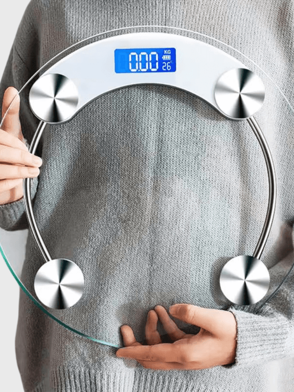 LCD Display High-Definition Digital Scale Round Shape Bathroom Body Weight 0.2-180KG Precision Floor Electronic  bathroom home Scales in transparent clear with silver