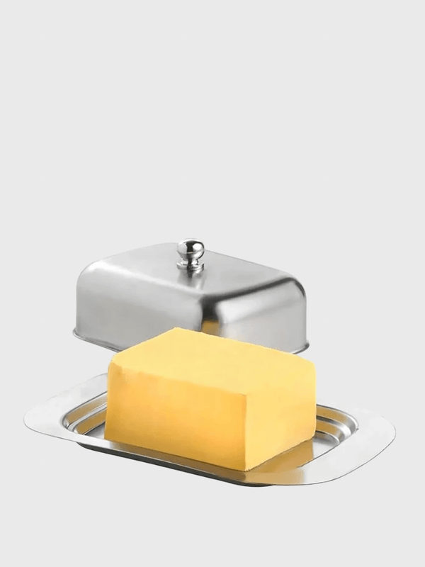 Stainless Steel Butter Cheese Dish box Plate with Lid Butter Holder Kitchen Dinnerware servewre in silver color