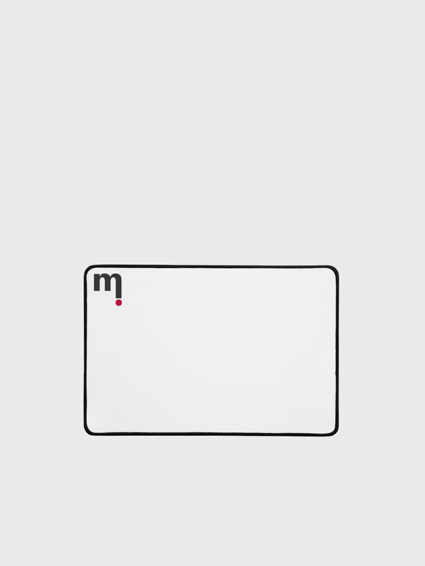 mi Playlist Desk Mat miteigi logo Office home gaming desktop mat computer tabletop mats supplies accessories in white with black red accent colors