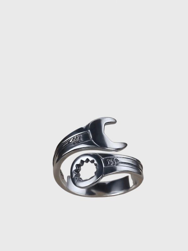 For Women’s woman Mens man Genflex gender neutral fluid Punk Unisex 925 Silver Open Finger Ring Punks Spanner Wrench Geometric Asymmetric Stackable Jewelry Gift In silver color Jewellery