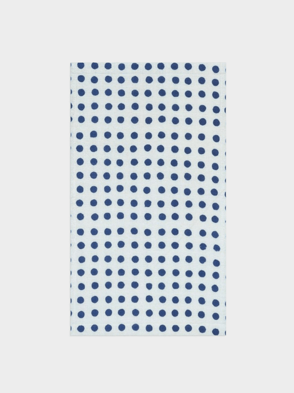 Japanese cotton-blend Mameshibori Hand Towels in white with traditional blue dots pattern