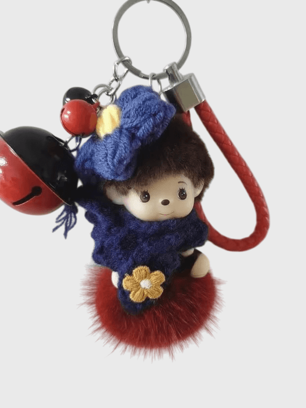 Women’s woman womens kids boy girl unisex genflex gender neutral Anime kawaii Personalized Bag Charm Festival Practical Gift Soft plush doll Material Keychains in Blue, with red