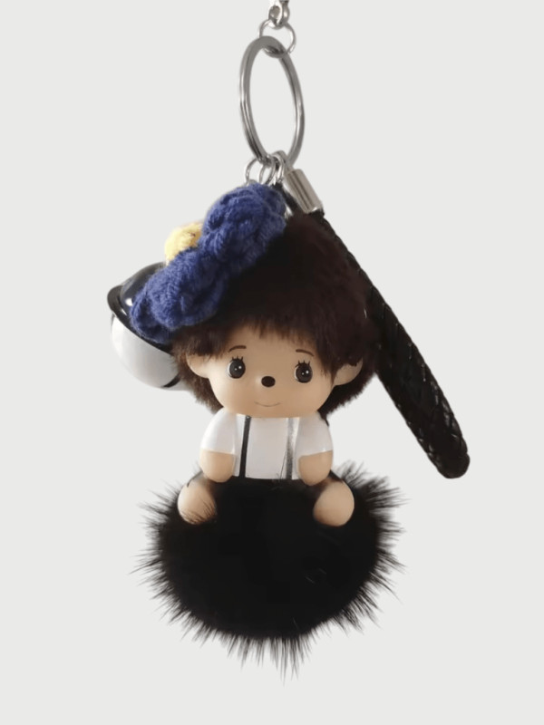 Women’s woman womens kids boy girl unisex genflex gender neutral Anime kawaii Personalized Bag Charm Festival Practical Gift Soft plush doll Material Keychains in black with white