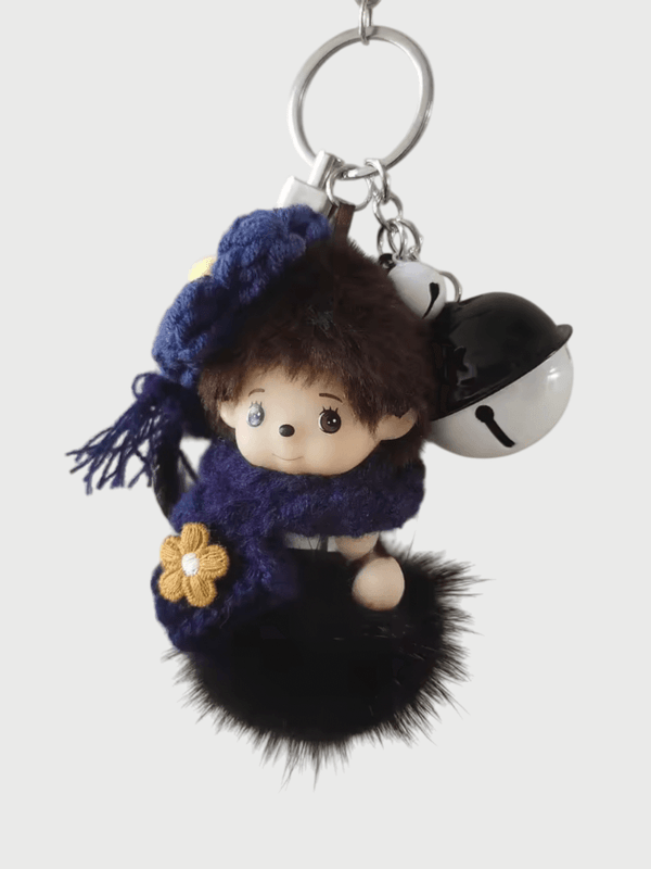 Women’s woman womens kids boy girl unisex genflex gender neutral Anime kawaii Personalized Bag Charm Festival Practical Gift Soft plush doll Material Keychains in purple with black