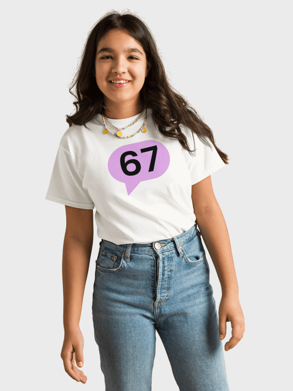 Girls 67 Kids Classic T-Shirt 100% graphic cotton short sleeves crewneck round o-neck tees Crew neck T-Shirts in white