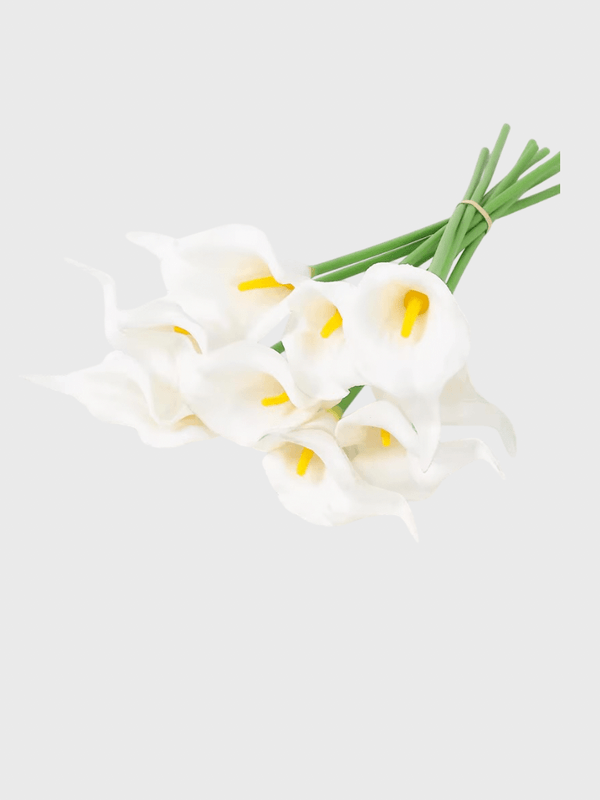3/5Pcs Calla Lily Artificial Flowers 3-5 Piece 40cm Bouquet 40CM Fake Flowers for Home Room Decor Garden Wedding Decoration DIY Vase floral arrangement Ornament in Milk White, with yellow
