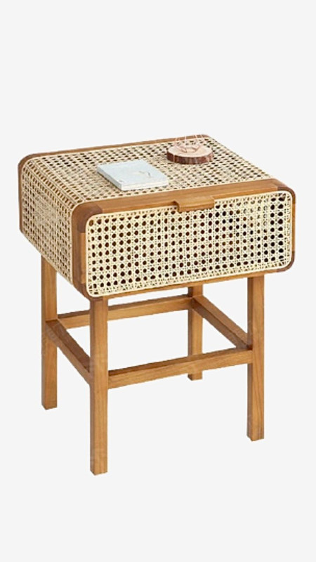Nordic Nightstand Solid Wood Real Rattan Japanese Wooden Bedside Tables for Bedroom Designer Cabinet Home Furniture Side Table Desk Bedroom Nightstands Trending