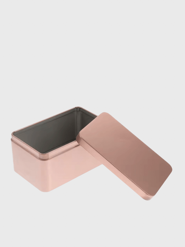 Rectangular Tinplate Box Tea Leaf Storage Container Smooth Edge Home Storage Bin Candy Snack Holder Metal Tins Empty box in golden brass color
