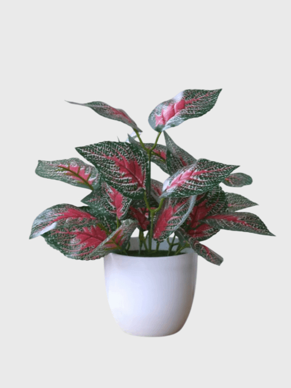 Artificial Watermelon Leaf Plant Home Decoration Accessories Plant Plant Pot Office home Living Room Decoration accessory Fake Plants accessories in Red Perilla