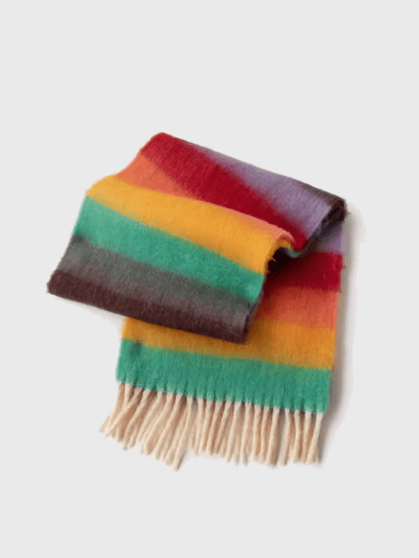 Women’s woman womens Men’s man mens Unisex Genflex Gender Neutral Genderfluid Mohair stripes striped Plaid Scarf Premium Quality Women Pashmina Winter Warm Couple Korean Fluffy Shawl Female Shawls Wraps Thick Soft Scarves in Mustard, with multicolor
