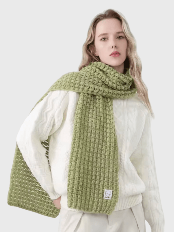 Women’s woman womens Men’s man mens Unisex Genflex Gender Neutral Genderfluid Korean Autumn and Winter Soft Knitted Warm Neck Protection All-match waffle Scarf Accessories for Couples scarves accessory in light green