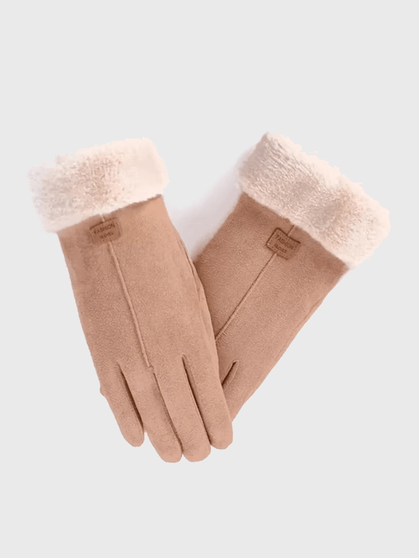 Women’s woman Touch Screen Fall Autumn Winter Cute Furry Warm Mitts Full Finger Mittens Outdoor Sport Female Fashion gloves in beige