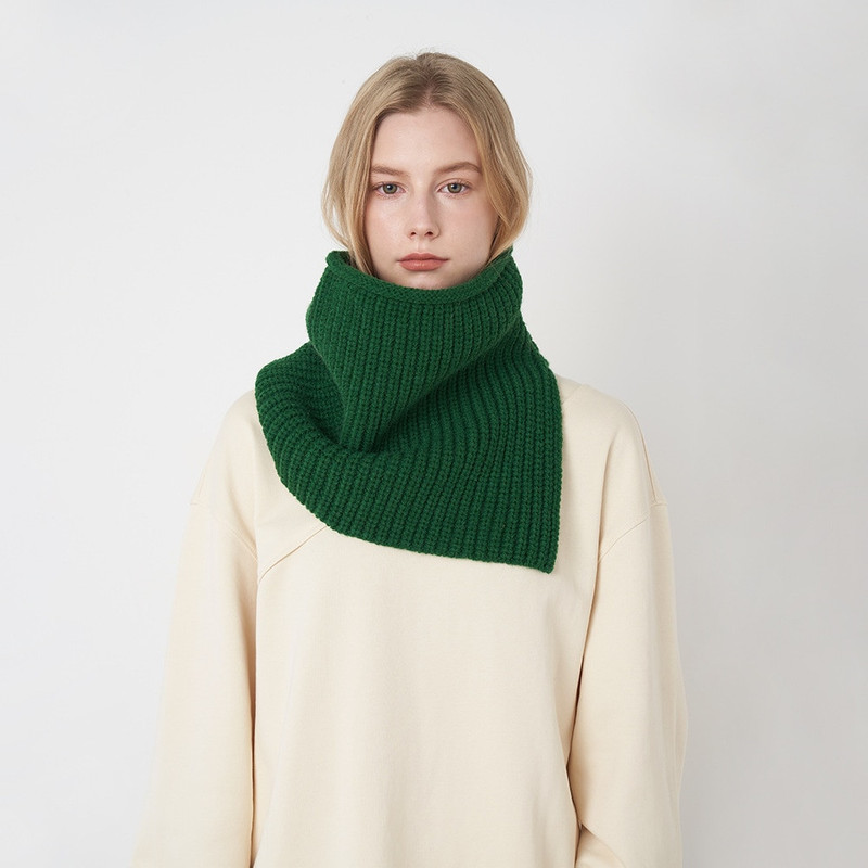 Ribbed Neckband Bib Scarf   Unisex Anywear Mens Women’s Winter Rib Knitted Ring Scarfs Men Women’s Neck Collar Adult Split Outdoor Windproof Thicken Warm Neck Scarves for Man Woman in Green