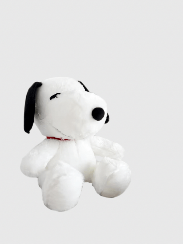 Snoopy Plush Stuffed cartoon character dog Dolls 30cm Children's Kids Toys Peanuts Charlie Brown and the gang Home Decoration Gift For Girls boys Dogs animal pets in white with black accent color