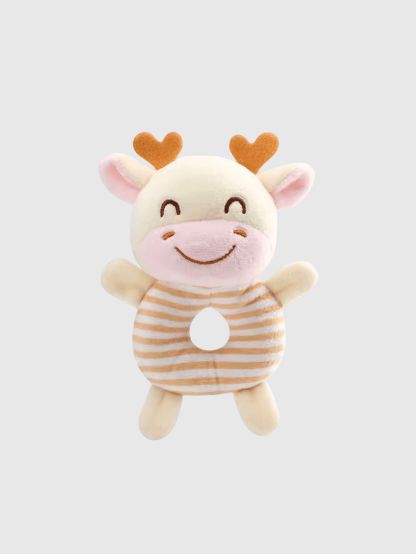Baby infant newborn boys girls Plush stuffed Rattle Ring Comforter poppy the pig animal cartoon cotton baby hand crank, soothing rings, 0-1 year old baby toy hand rings bell comforters dolls in pink stripes