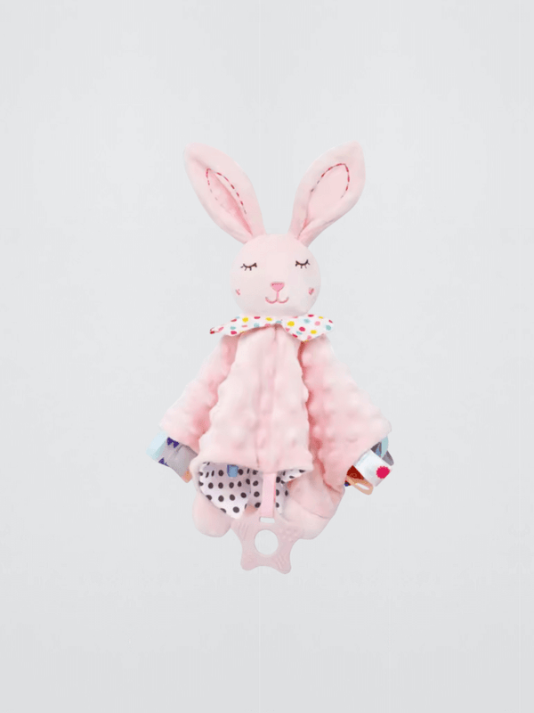 Baby Newborn boys girls Security Blanket Lovey Star shape design Pacifier Ring & Blanket Comforter Rabbit with Tags Teether Rattles Mobile Soft Blankets Snuggle Toy Stuffed Animal Set for Babies Newborns Gift in pink