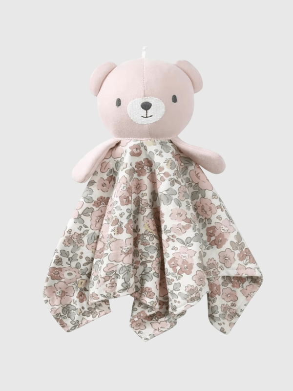 0-12 Months Baby Plush Lovey Soft Appease Animals Towel Stuffed Bear Comforter Sleeping Toys For Babies in flowers beige with multi colors