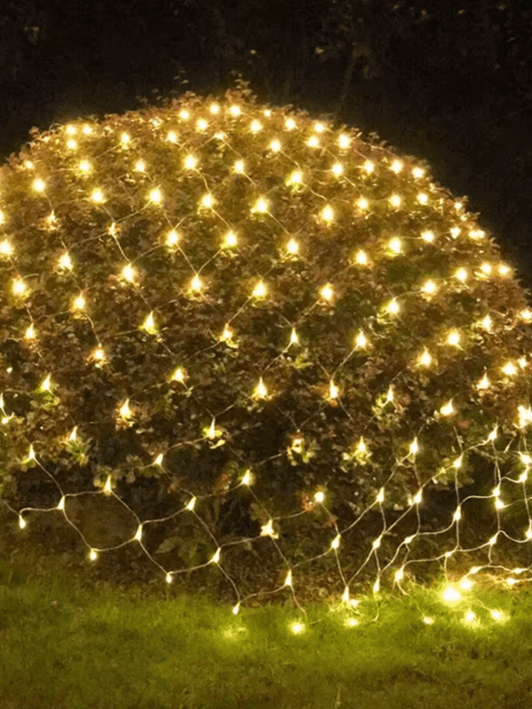 150x150CM Mesh Lights Outdoor Waterproof String Lights With 8 Modes Plug In Connectable Lamp For Valentines Christmas Holidays Wedding Party event supplies in warm white, Lighting strip square grid 150cm²