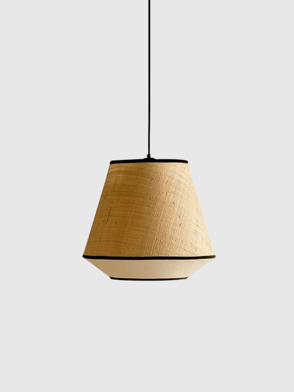 Handmade Wabi Sabi Japanese Rattan Kitchen Dining Room Decor Hotel Bohemia Indoor Chandelier Pendant Lamp Handcrafted Lighting Furniture in khaki coffee champagne-beige duo-shade