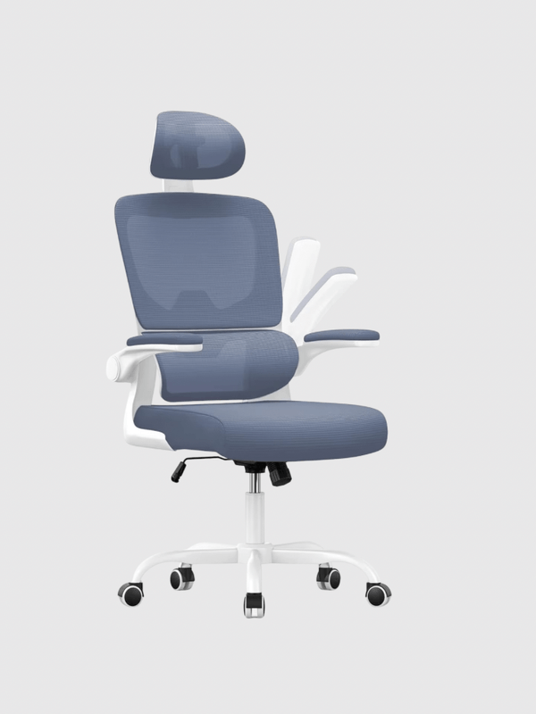 Ergonomic Office Chair with Lumbar Support, Home study room Office Desk Computer Chairs Adjustable Headrest and Flip-up Armrests chairs in blue