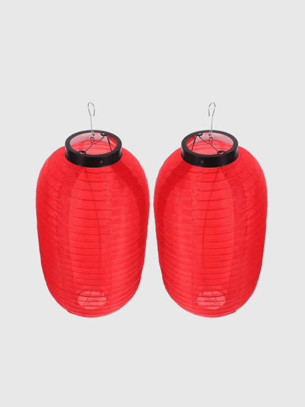 2Pcs Waterproof Japanese Style Hanging Lanterns  2-Piece Set Decorative Ornaments for Home Restaurant Festival Outdoor Garden home decor Use Reusable sets in red with black accent color