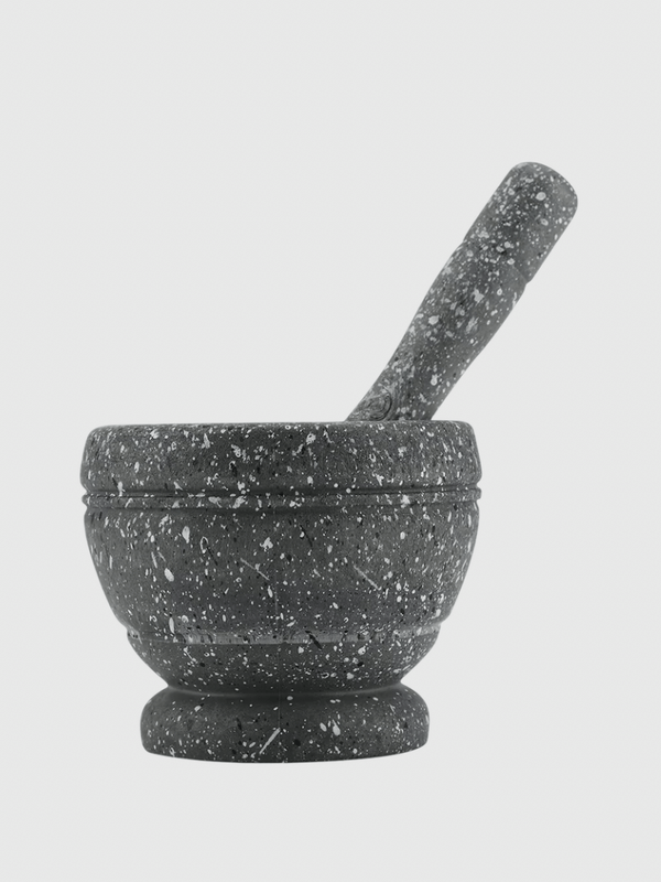 Kitchen Mortar Pestle Set Manual Plastic Garlic Grinder Spices Herbs Grinding Bowl Kitchen preparation gadget accessories Tool in speckled Gray grey