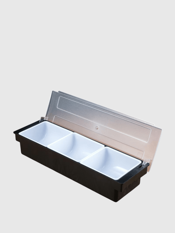 Office restaurant home Condiment Box Fruit Box Seasoning Box with Lid Bar Condiment Holder Fruit Case Dispenser Milk Tea Shop Accessory Seasoning Case In black with white
