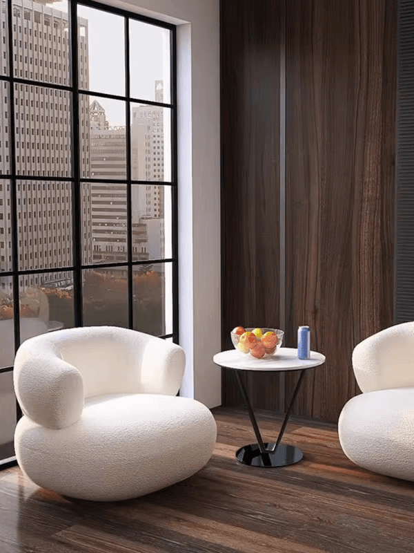 Nordic Norway Scandinavia Scandinavian Norwegian Italian style Bedroom, Living Room Home Office Furniture Lazy Balcony, Cotton Lambs Wool Hugs, Single Sofa Chair in beige off-white