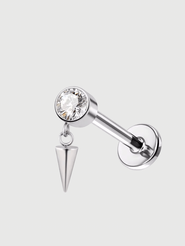 Women’s woman womens Y2k Genz Gen-Z F136 Titanium Alloy Earrings, Cylindrical Pointed Cone, Internal Thread Earrings, Water Drop Pendant, Human Piercing Accessory Fashion statement Jewellery accessories in silver color