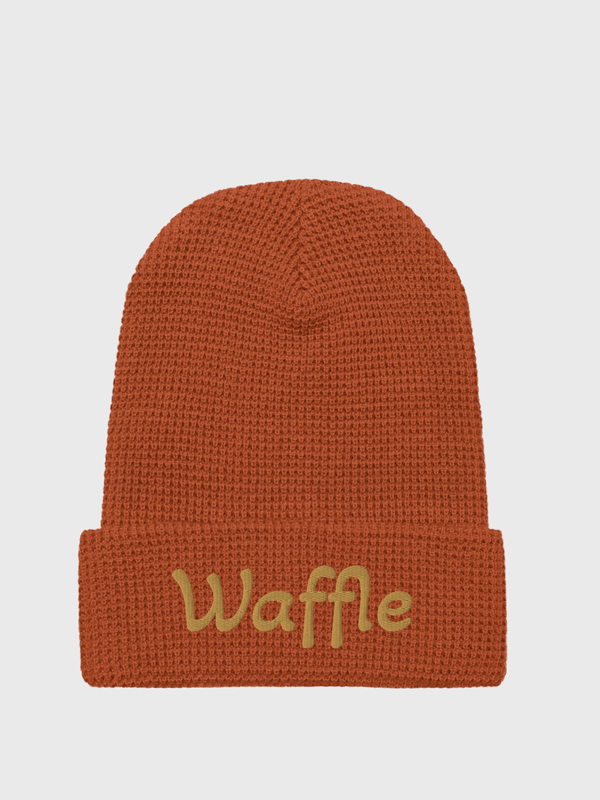 Women’s woman womens Men’s man mens Unisex Genflex Gender Neutral Genderfluid Winter blended Knitting Cuff Waffle Beanie Letter Print embroidered Solid Color Ladies Gents Warm Ski Snow Skullies embroidery Beanies hats in Rust orange colors