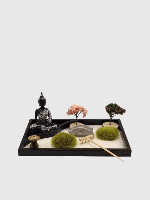 Japanese Handcrafted Zen Buddha Garden Sand Table Withered Landscape Crafts for Living Room Home Decoration Souvenirs Desk Ornaments gifts in black