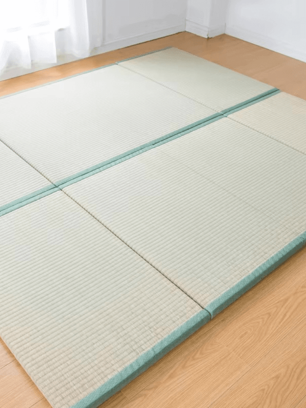 Japanese Style Foldable Tatami Straw Mat Home Decor Yoga Sleeping Mattress Traditional in light army green