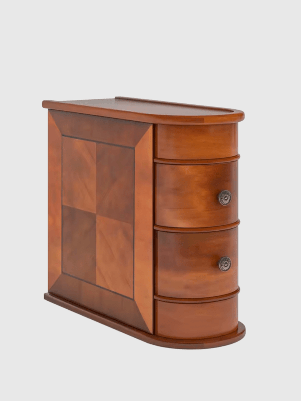 Round Solid Wooden Sofa Bedside Narrow Bedroom Side Table cabinet Nightstand with Drawer End Table Office Home decor cabinets furniture in natural brown color