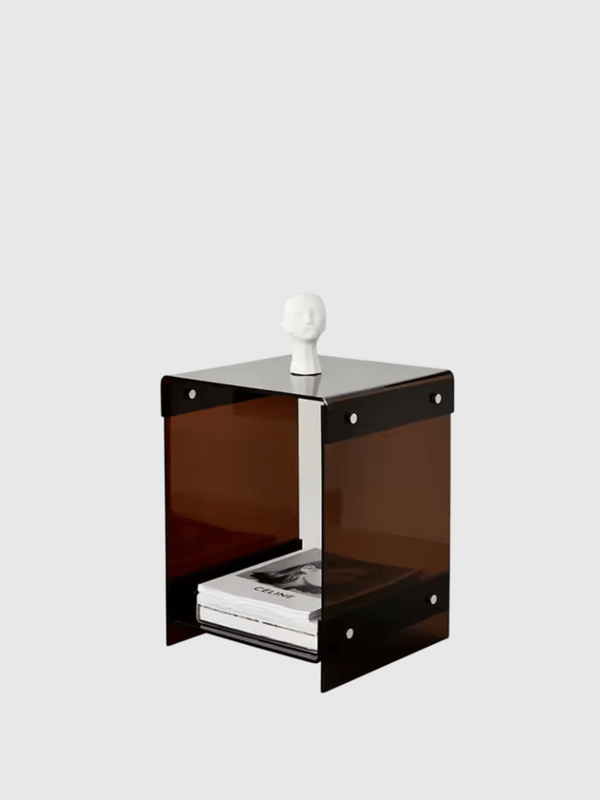 Norway Scandinavia Scandinavian Norwegian Nordic Acrylic Coffee Tables Living Room Furniture Sofa Side Table Double-deck Storage Tea Tables Transparent Bedside Table in brown, orange, clear transparent color in Brown