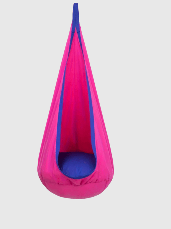Swing Seat - Indoor/Outdoor garden Hanging Hammock Chair with Inflatable Pillow & Pocket in cerise red With dark blue