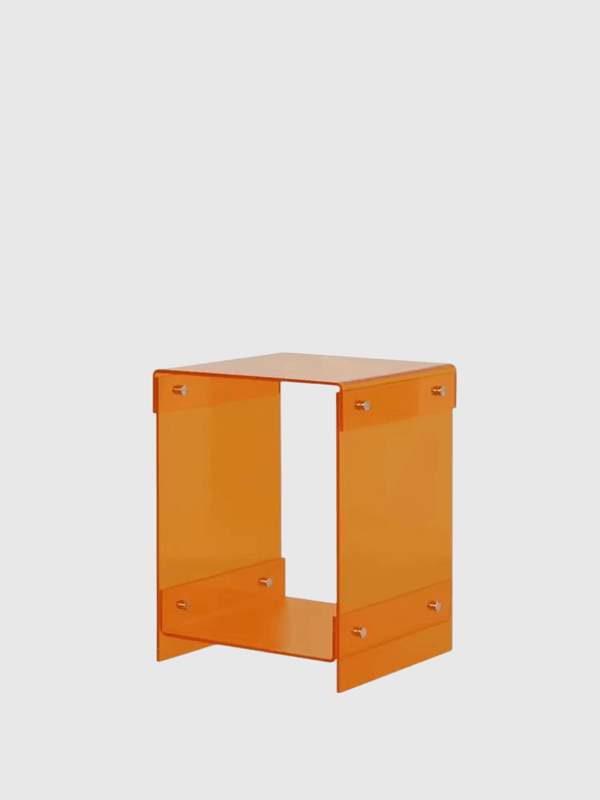Norway Scandinavia Scandinavian Norwegian Nordic Acrylic Coffee Tables Living Room Furniture Sofa Side Table Double-deck Storage Tea Tables Transparent Bedside Table in orange, orange, clear transparent color in Brown