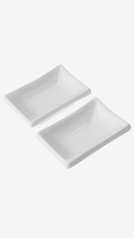 2 Piece 3 Inch Pure White Ceramic Appetizer Serving Tray Rectangular Sauce Dishes Japanese Snack Dishes Spice Dish Soy Sauce Gravy Boats Trending