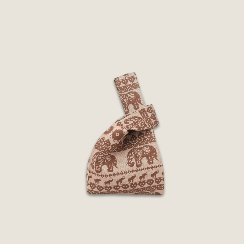 Retro unisex High-End Fashion Thai Ethnic elephant graphic Style Exquisite Pattern Wrist Handbag, Durable and Wear-Resistant Knitted Fabric Can Be Used for a Long Time, Suitable for All Seasons, Can Be Used by Women and Men for Travel, Vacation, Walking and Shopping Thailand Bags in brown