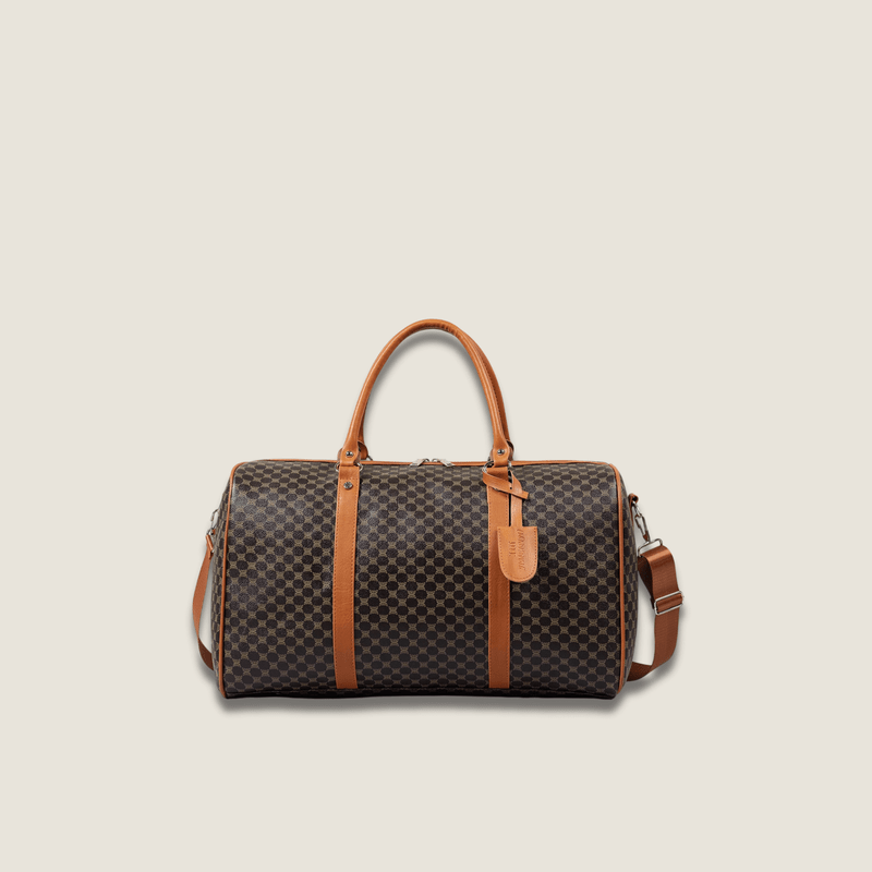 Women’s woman womens Men’s man mens Unisex Genflex Gender Neutral Genderfluid Mature and Elegant Patterned Dark-Colored Travel Luggage Organizer Handbag, Sturdy and Durable with Smooth Zipper, Large duffle Capacity for Carrying Suits, Clothes, Documents, Laptops, Shoes, Single Shoulder Crossbody with Dual Handles, Portable and Labor-Saving, Suitable for All Seasons, Ideal for, Vacations, Holiday Getaways Business Trips, and Sports Use duffle bags in brown