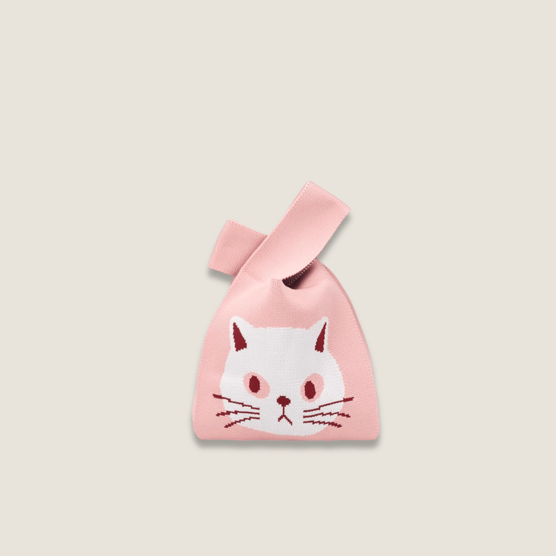 Anime Retro woman women’s High-End Fashion kawaii cat character design Style Exquisite Pattern Wrist Handbag, Durable and Wear-Resistant Knitted Fabric Can Be Used for a Long Time, Suitable for All Seasons, Can Be Used by Women for Travel, Vacation, Walking and Shopping Bags in pink with multi color