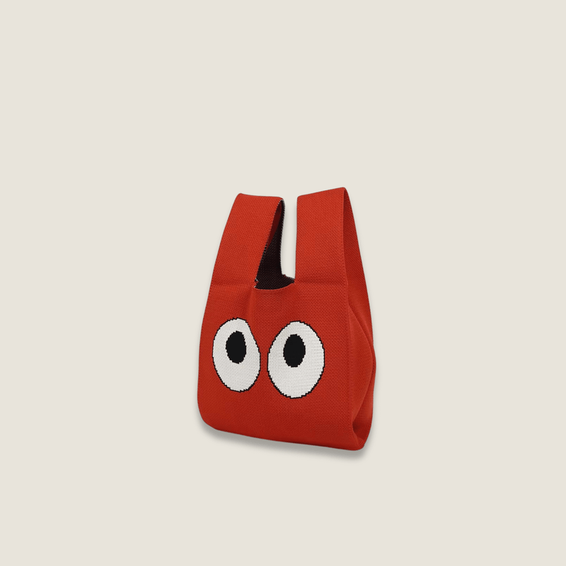 Anime Retro woman women’s High-End Fashion kawaii big eyes eyes character design Style Exquisite Pattern Wrist Handbag, Durable and Wear-Resistant Knitted Fabric Can Be Used for a Long Time, Suitable for All Seasons, Can Be Used by Women for Travel, Vacation, Walking and Shopping Bags in red with black white color